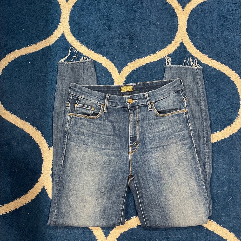 Mother High Waisted Looker Ankle Fray Not Rough Enough Skinny Jeans 28